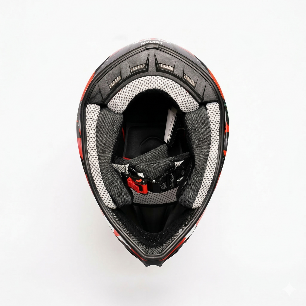 NZI Kids Motorcycle Lightweight Junior Riding Safety Helmet Red Black_2