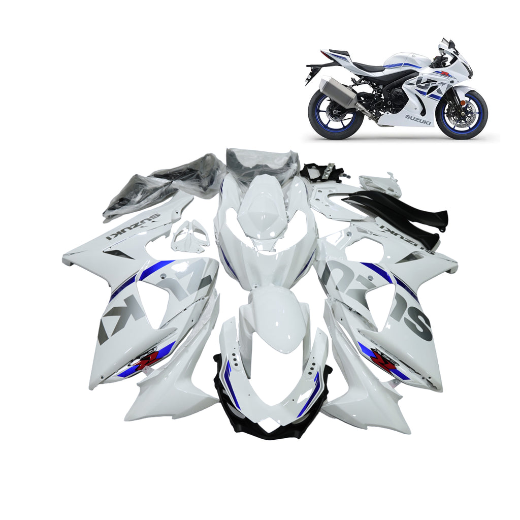 Full Fairings for Suzuki GSXR1000 2009-2016, Motorcycle Bodywork Glossy White Blue - 839412