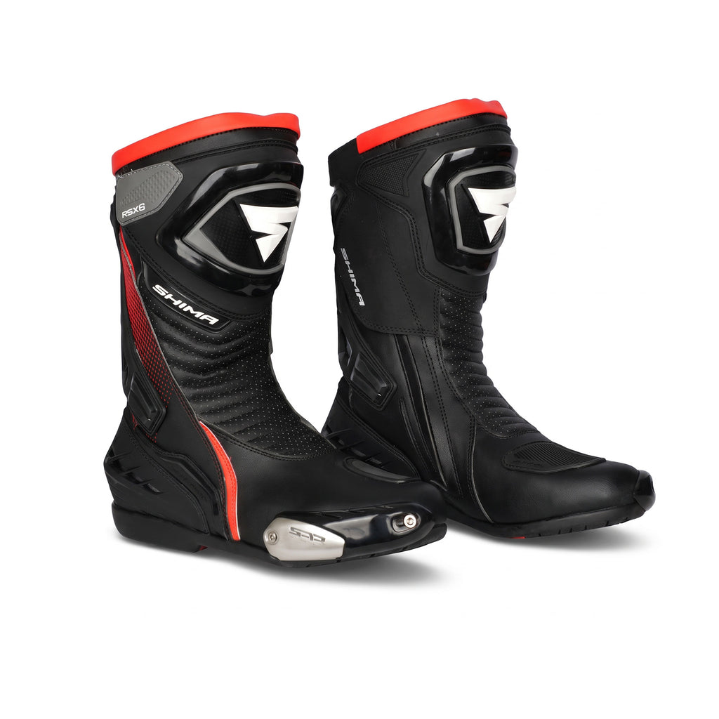 SHIMA RSX-6 Fluorescent Red Motorcycle Racing Boots_1