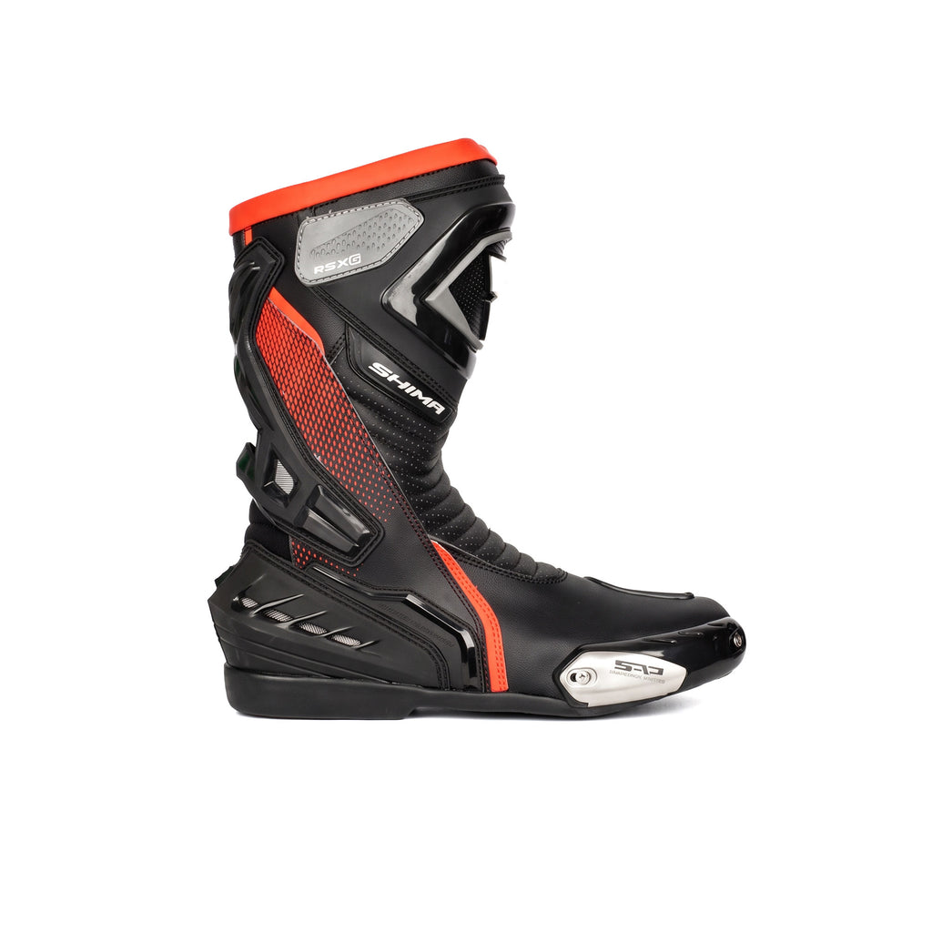 SHIMA RSX-6 Fluorescent Red Motorcycle Racing Boots_3