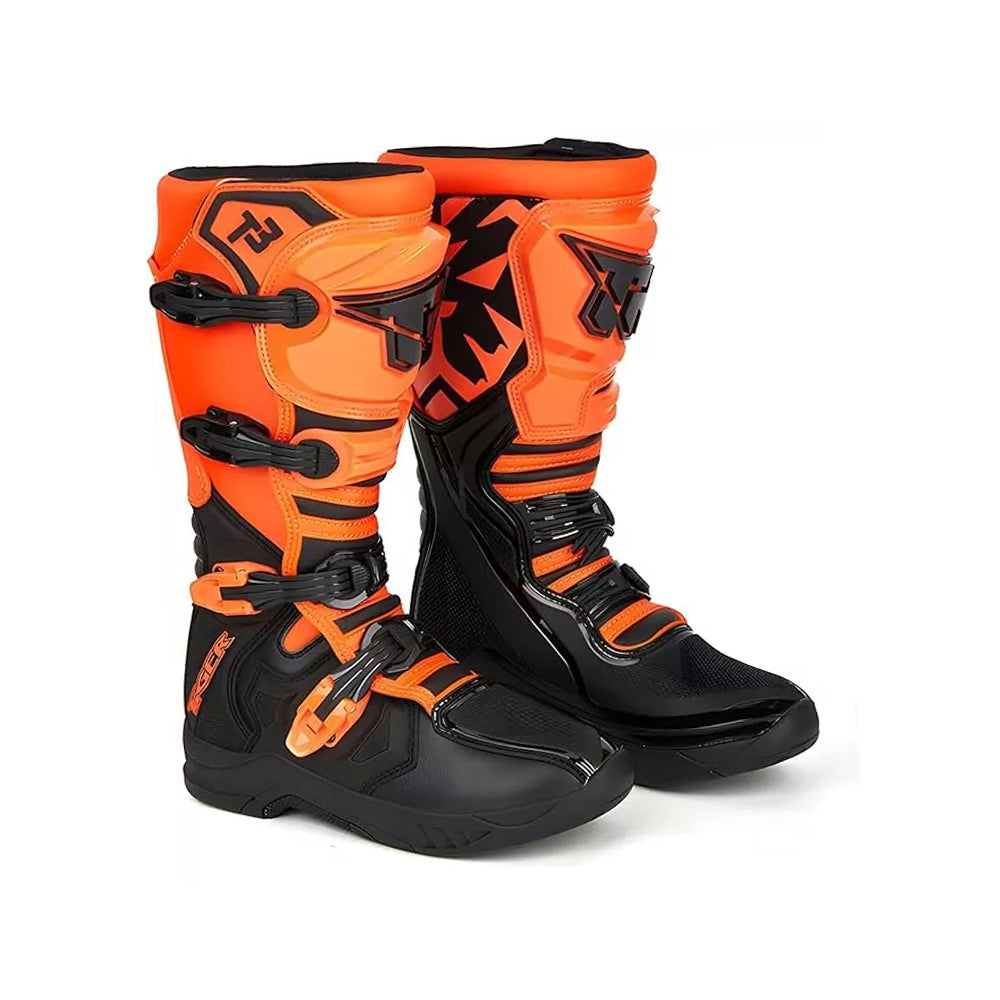 Tiger Motocross Motorcycle Boots T3 Adult Black & Orange - 863376_1