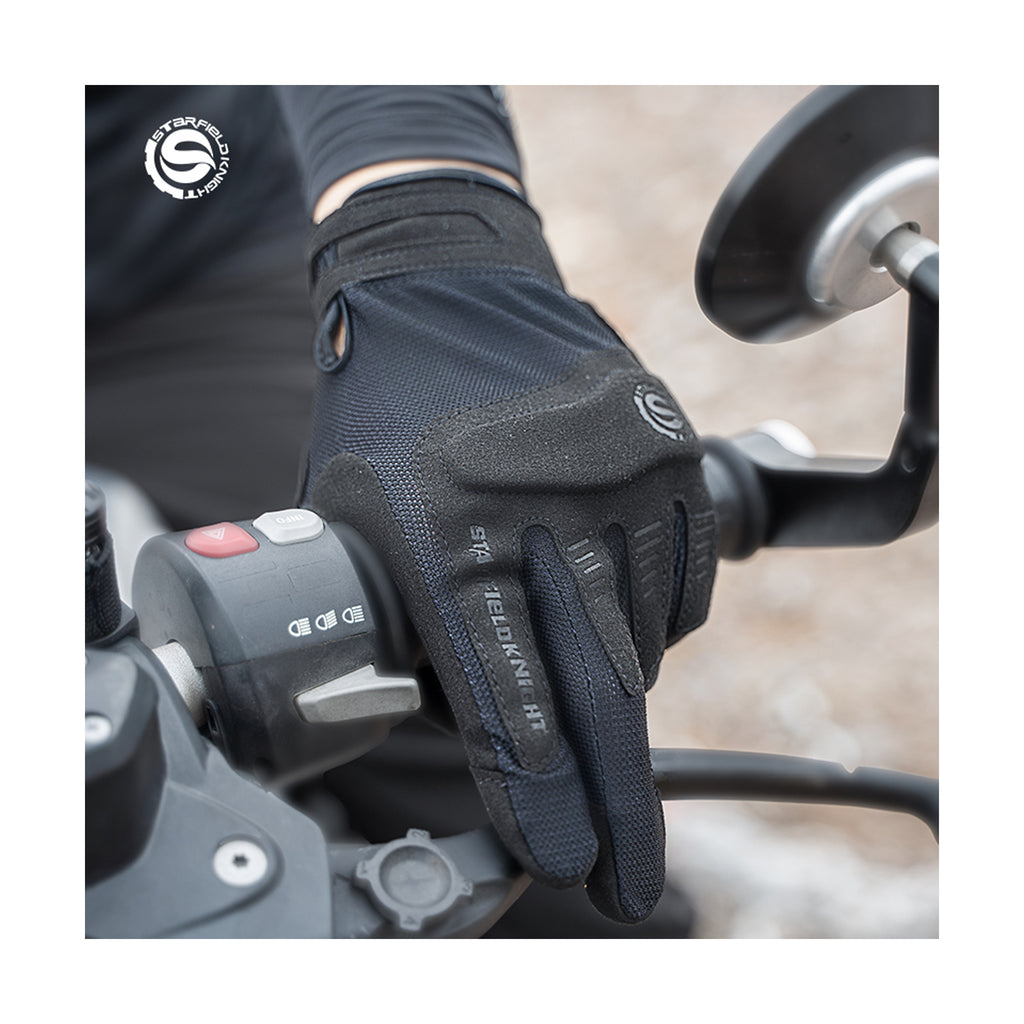 SKG Black Motorcycle Breathable Full Finger Protection Gloves_2