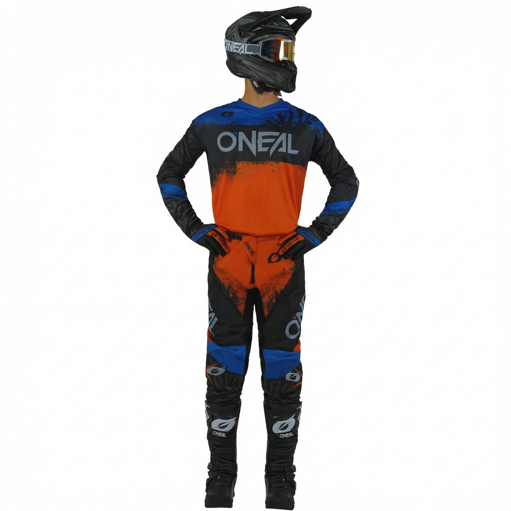 O'Neal Motorcycle Motocross Jersey & Pants Racing Gear Suit Orange Blue_4