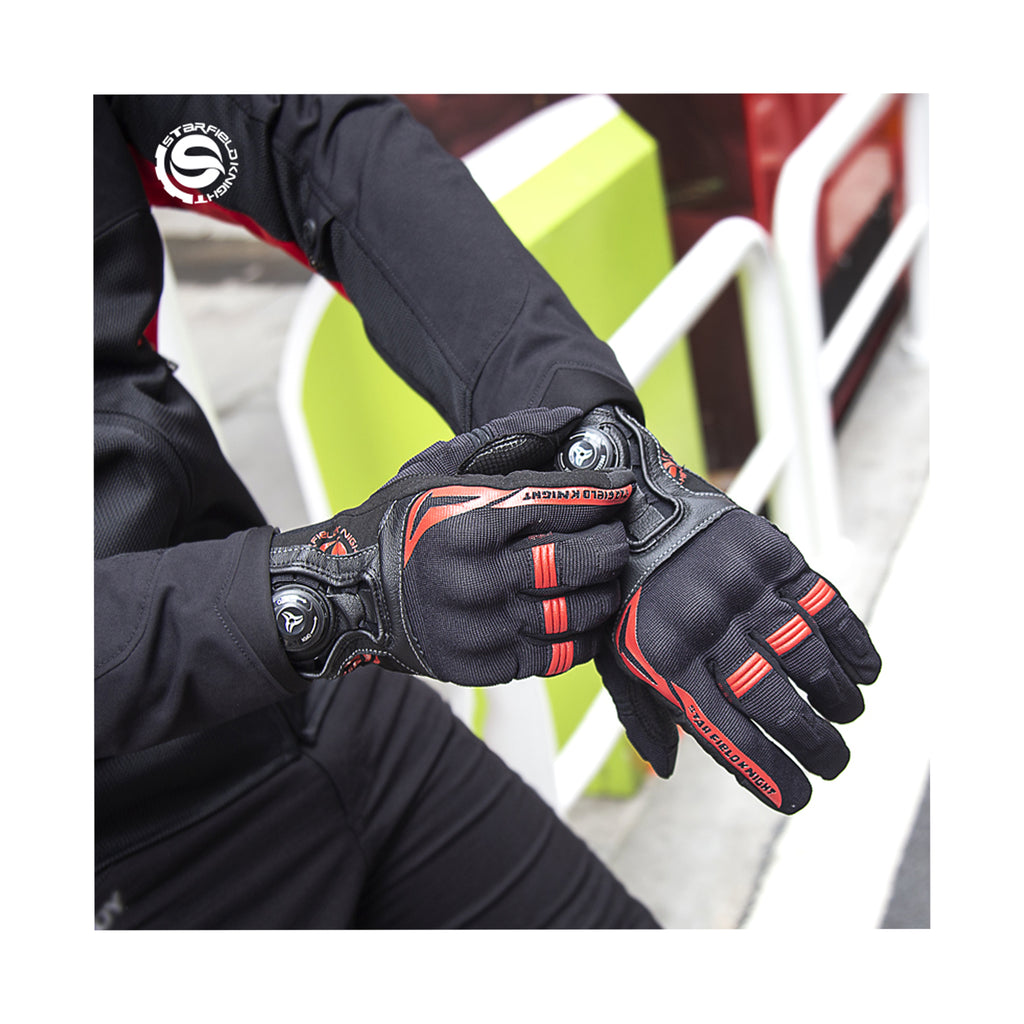 SKG Motorcycle Summer Air Hole Riding Gloves Red/Black - 8733_2