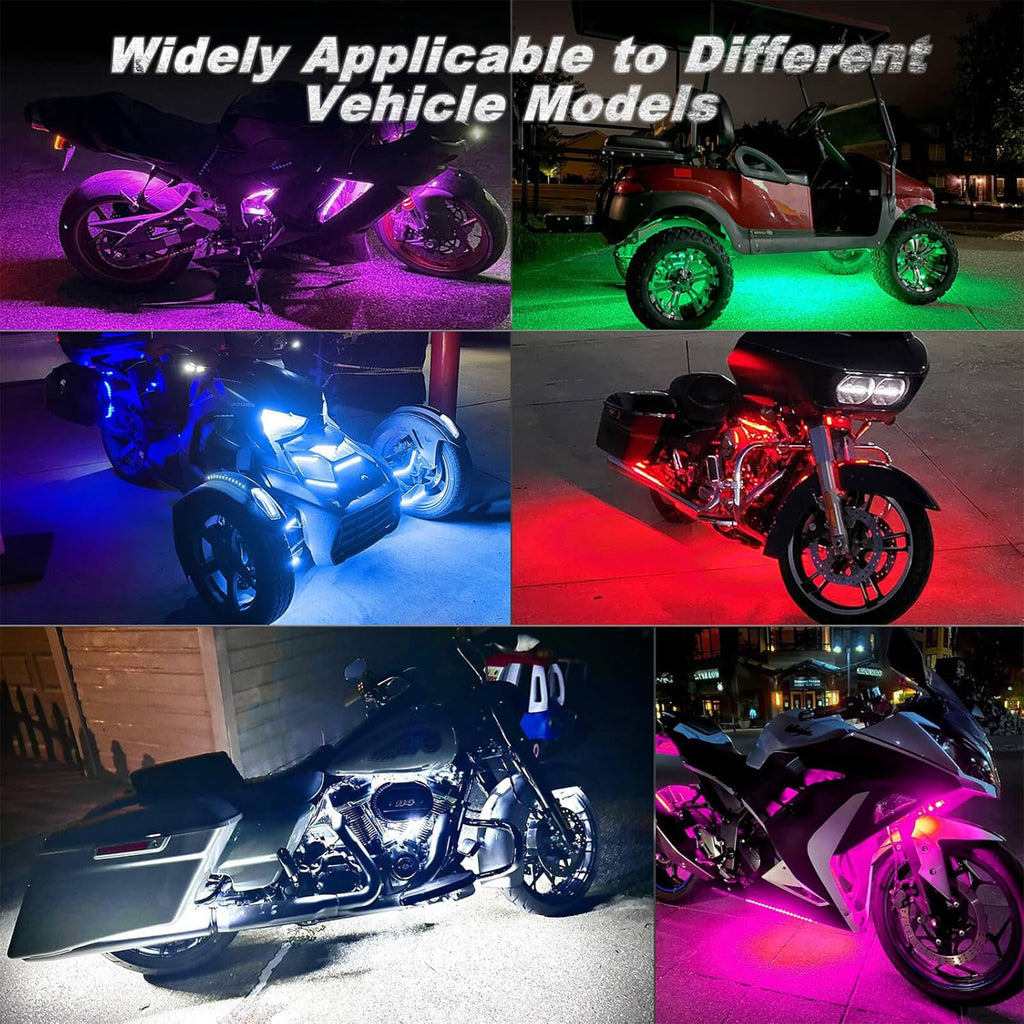 16 PCS Motorcycle RGB LED Light Kit APP/RF Remote_5