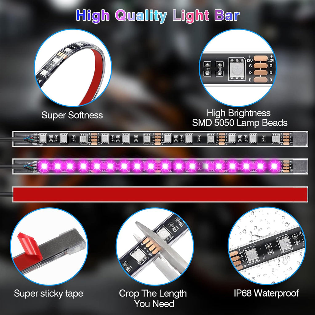 16 PCS Motorcycle RGB LED Light Kit APP/RF Remote_8