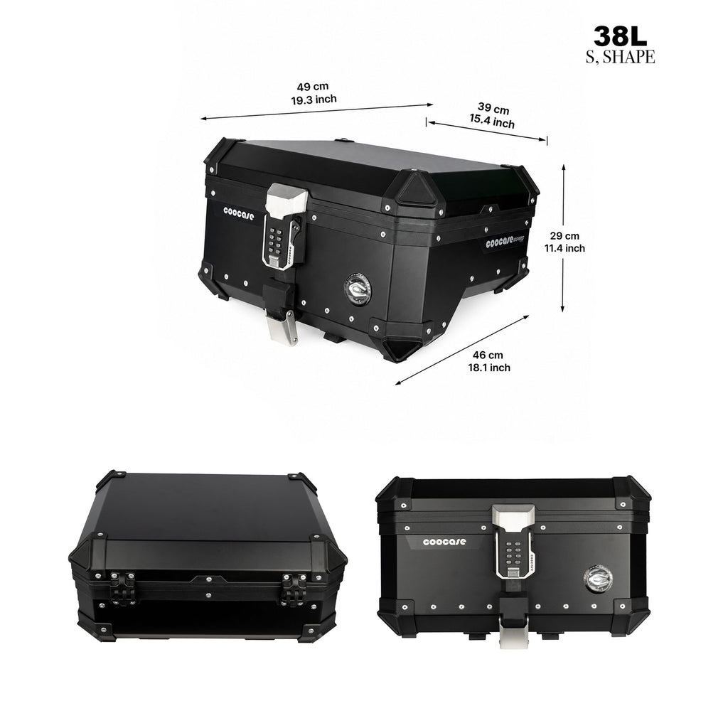 COOCASE S Shape 38L Black Motorcycle Top Rack for Top Box_5