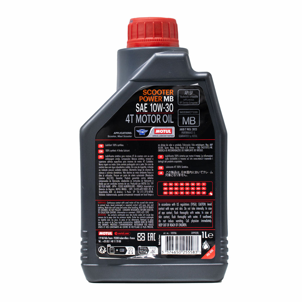 MOTUL Scooter Power 4T 10W30 Synthetic Engine Oil for Automatic Scooters_2