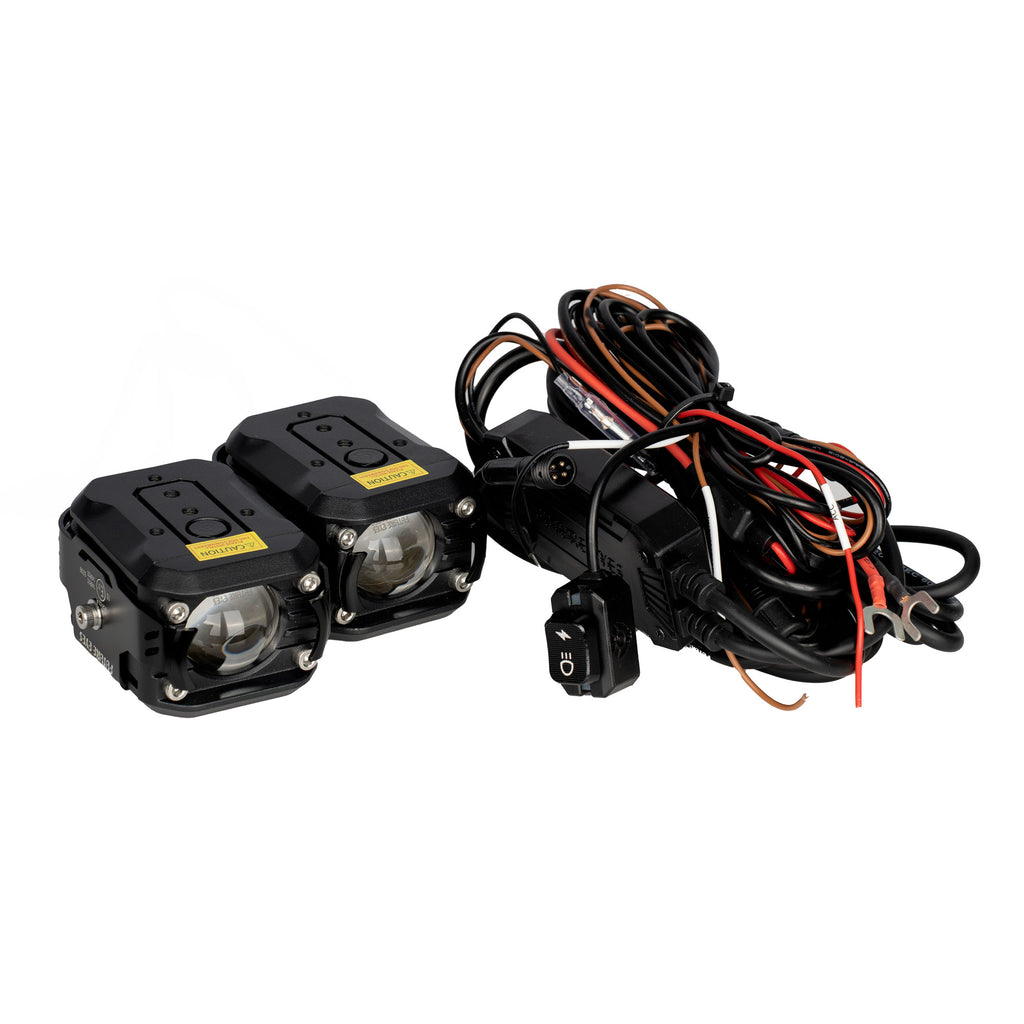 Future Eyes F150R Motorcycle LED Auxiliary Light Yellow + White Wired Switch_2