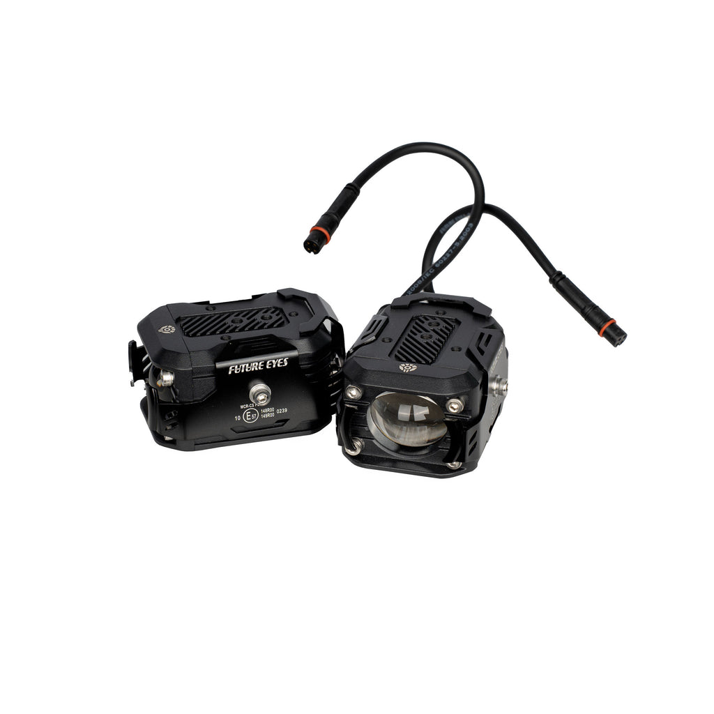 Future Eyes F150R Motorcycle LED Auxiliary Light Yellow + White Wired Switch_4