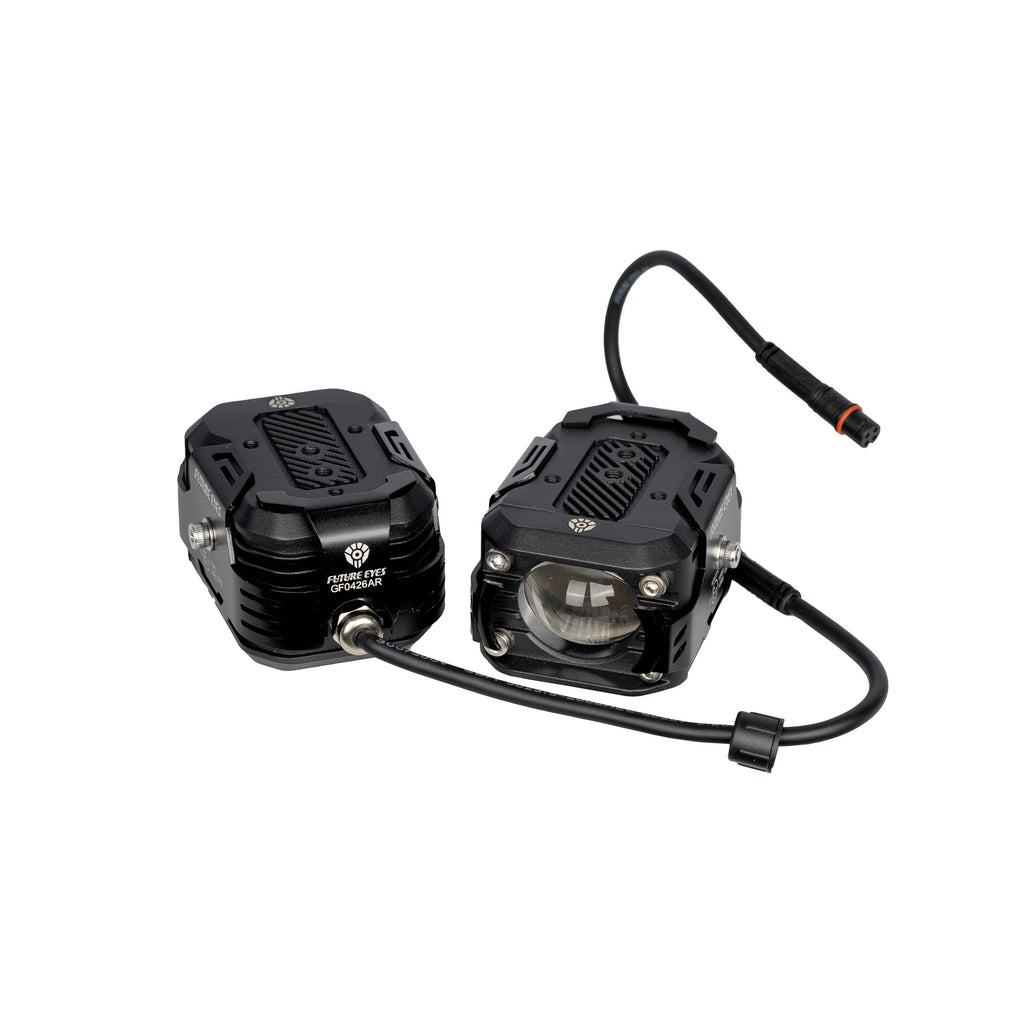 Future Eyes F150R Motorcycle LED Auxiliary Light Yellow + White Wired Switch_5