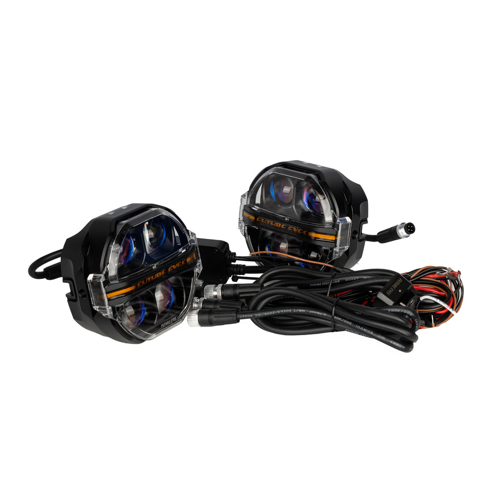 FUTURE EYE X100 Motorcycle LED Auxiliary Driving Light Dual Color Yellow & White_2