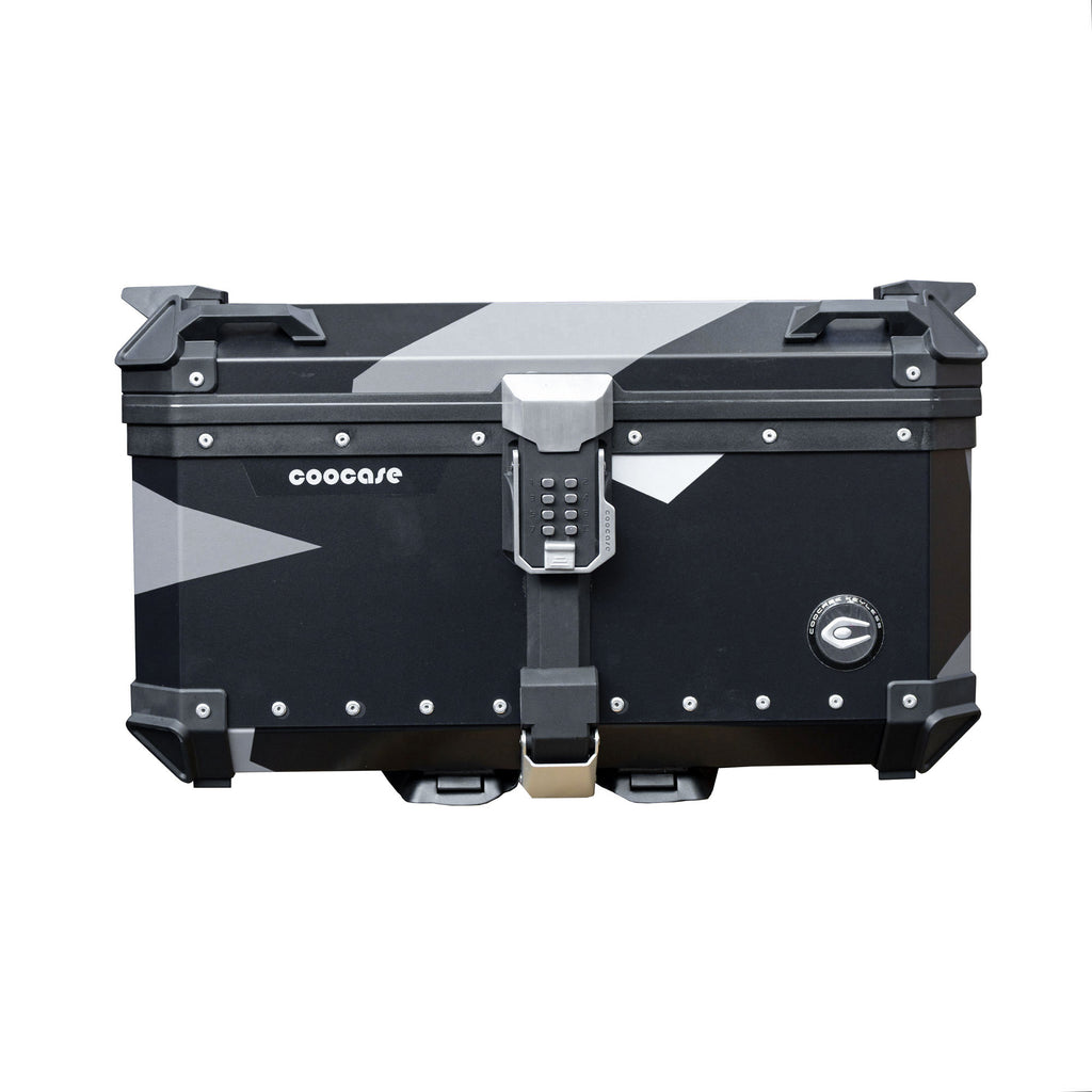 COOCASE 65L Motorcycle Top Case Geometry Black Grey Aluminum Top Box_2