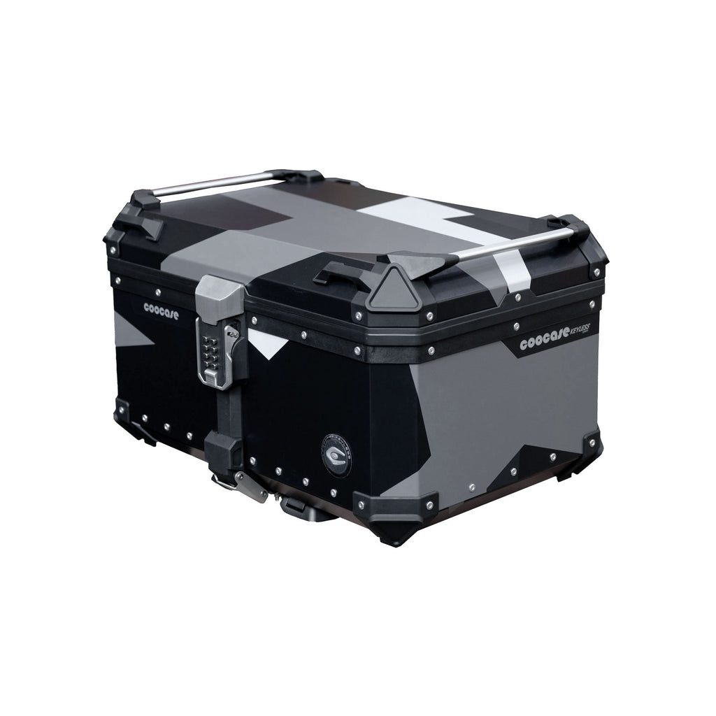 COOCASE 65L Motorcycle Top Case Geometry Black Grey Aluminum Top Box_1