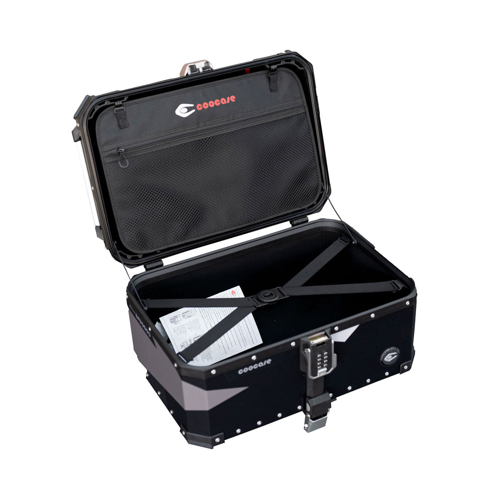 COOCASE 65L Motorcycle Top Case Geometry Black Grey Aluminum Top Box_4