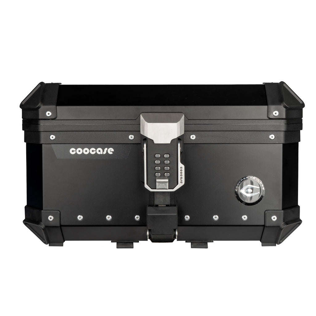 COOCASE 38L Motorcycle Top Luggage Box & Top Rack Case Black Rear - 855572