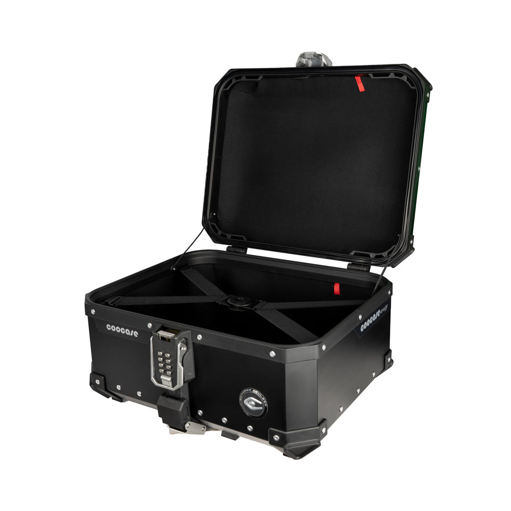 COOCASE 38L Motorcycle Top Luggage Box & Top Rack Case Black Rear - 855572