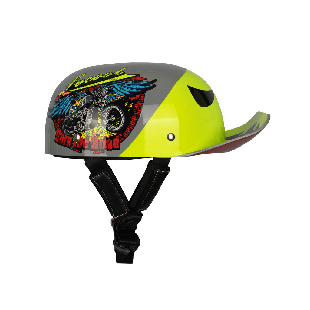 Motorcycle Lightweight Breathable Skull Helmet Cap Angry Eye Grey 