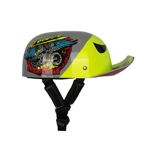 Motorcycle Lightweight Breathable Skull Helmet Cap Angry Eye Grey 