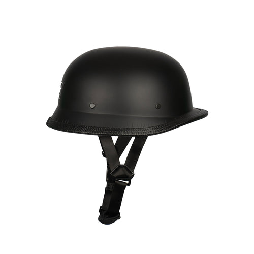German Style Vintage Open Face Retro Half Helmet Matte Black - 078574