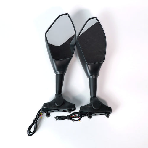 Universal Motorcycle Mirror Mat Black With Yello Light HP-J171 846056