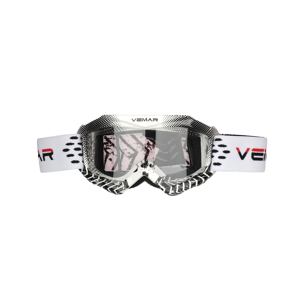 VEMAR Kid's Protective On/Off-Road Dirt Bike Goggles - White Color_5