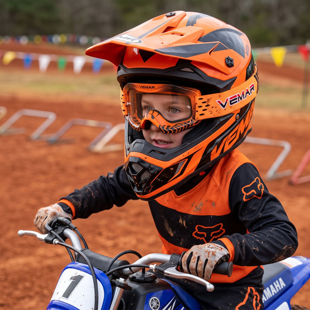 VEMAR Kid's Protective On/Off-Road Dirt Bike Goggles - Orange Color_8