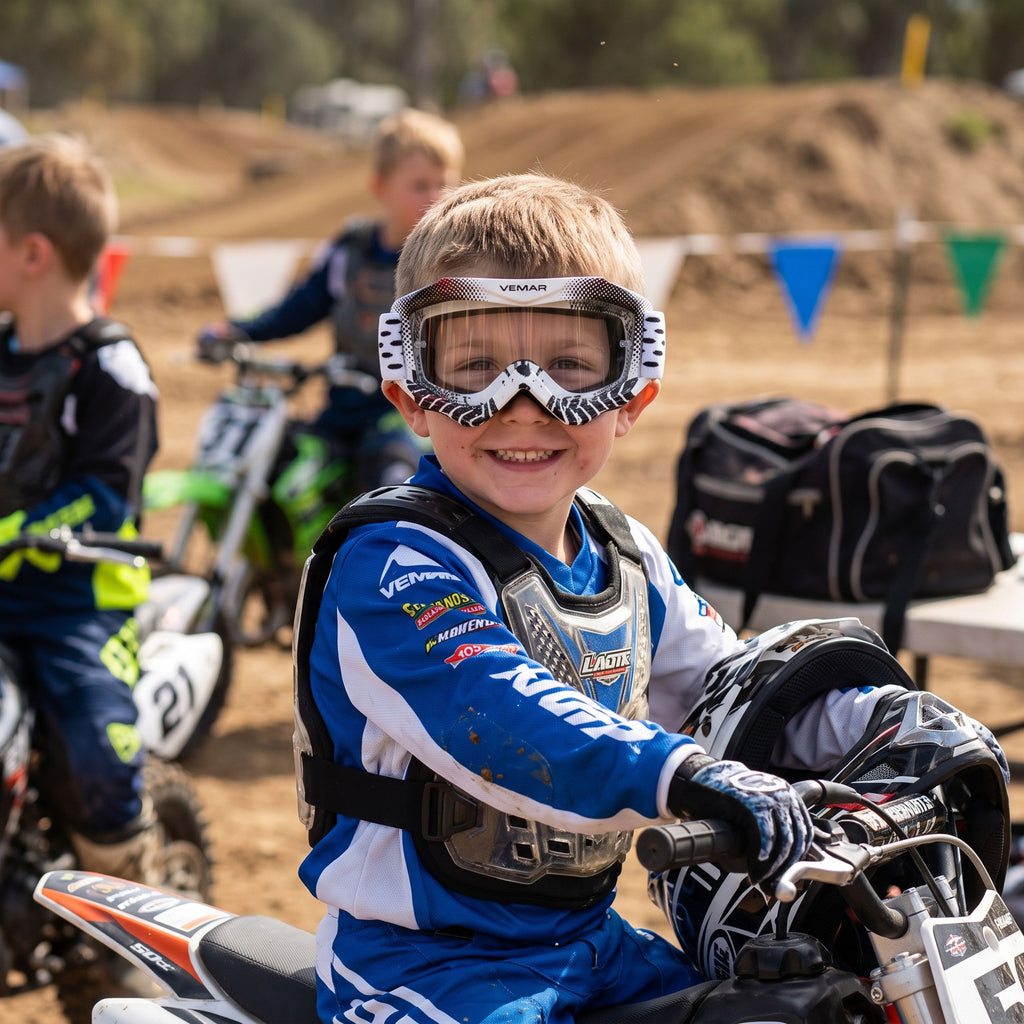 VEMAR Kid's Protective On/Off-Road Dirt Bike Goggles - White Color_11