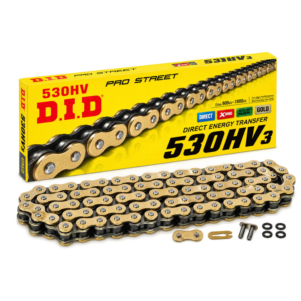 DID 530VX3 120 Links X-Ring Motorcycle Chain Gold