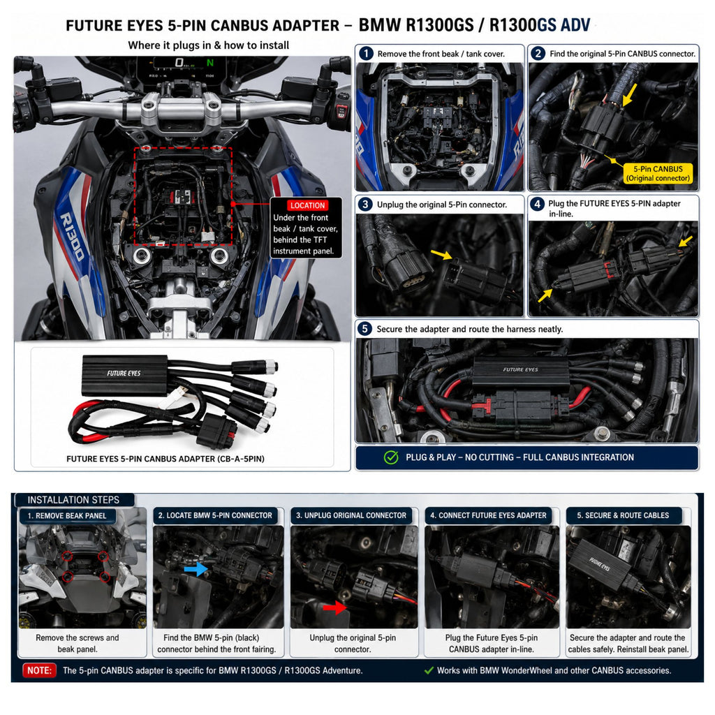 Future Eyes 5-Pin CANBUS Adapter for BMW R1300GS/R1300GS Adventure_2
