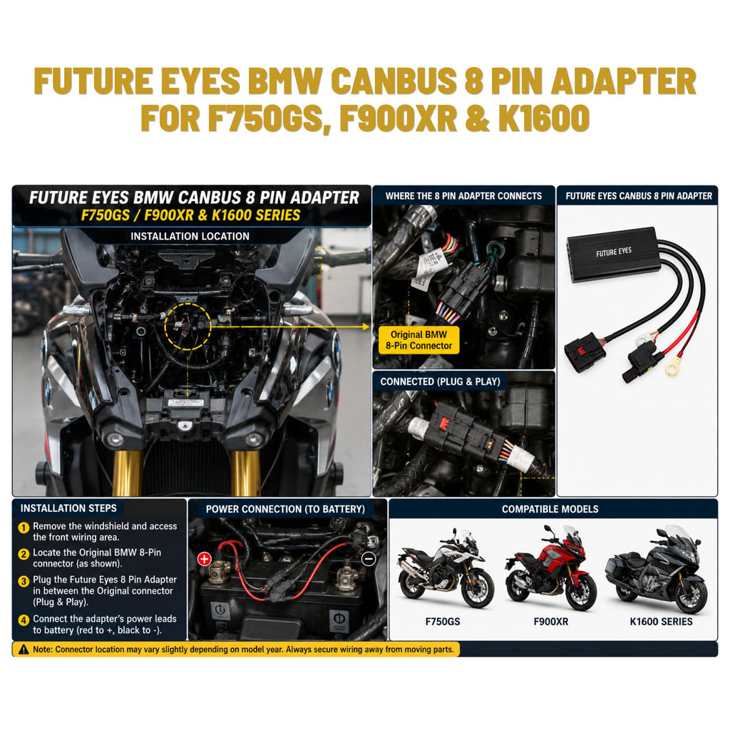 Future Eyes BMW CANBUS 8 Pin Adapter for F750GS, F900XR & K1600_2