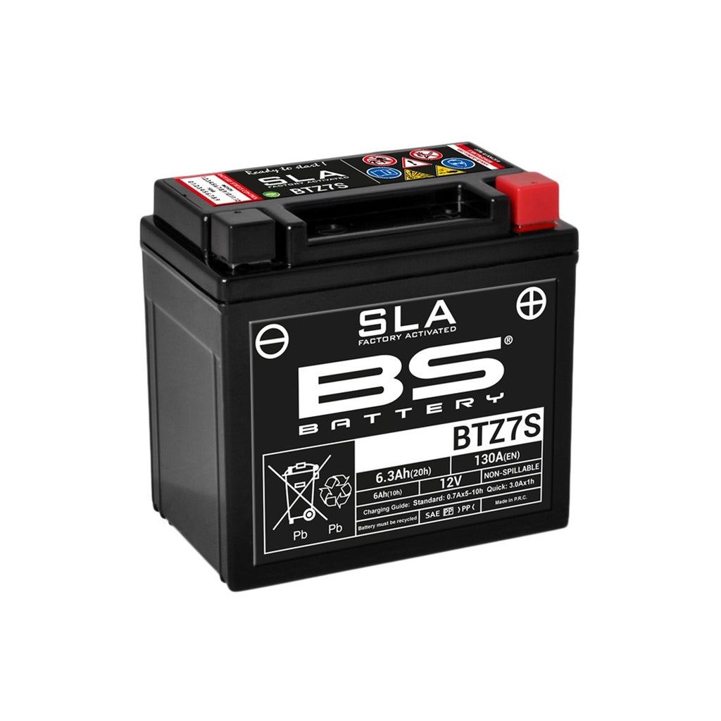 BS BTZ7S SLA Motorcycle Battery - 12V 6.3Ah Maintenance-Free Battery