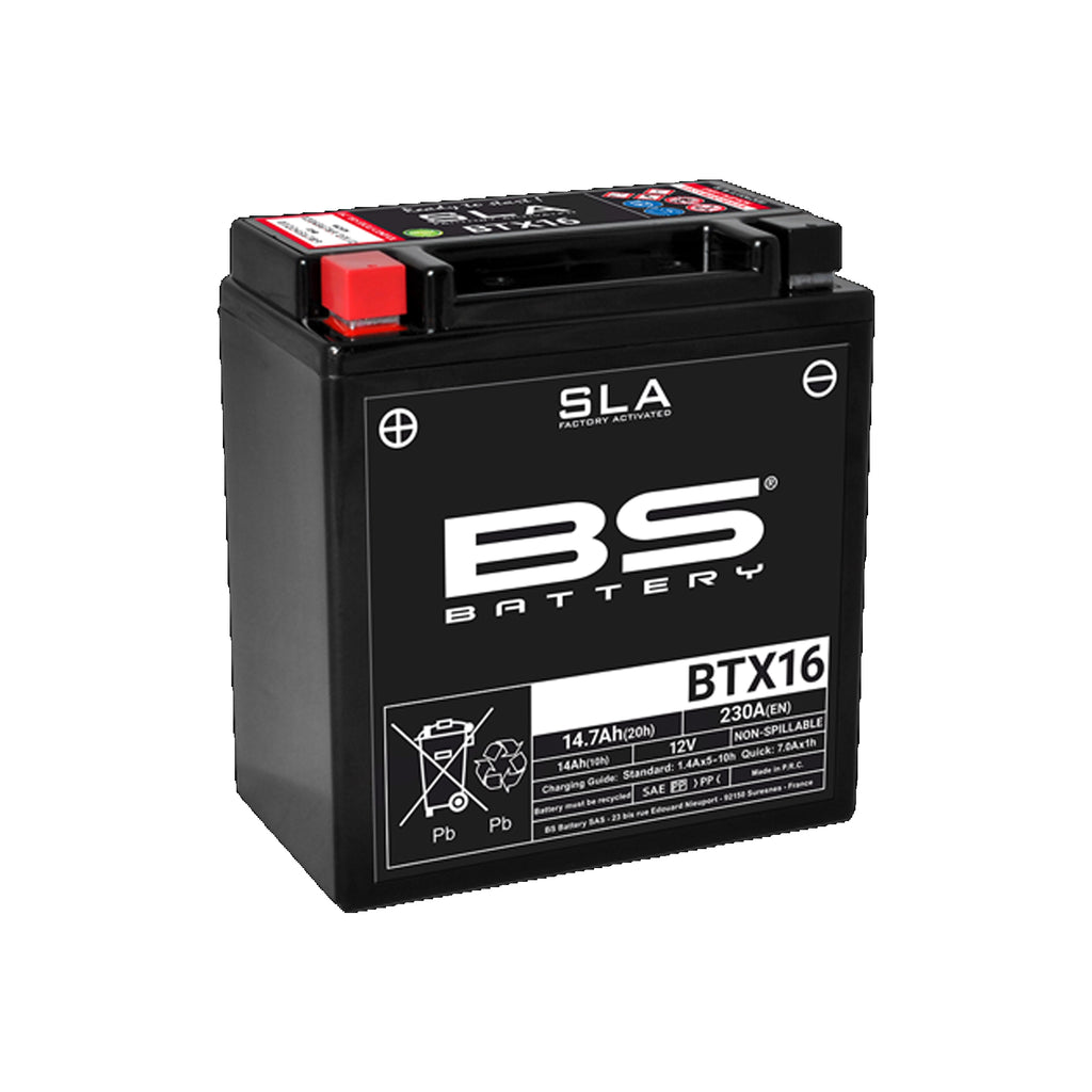 BTX16-BS 12V 14.7Ah Motorcycle Battery - Maintenance-Free, High Power