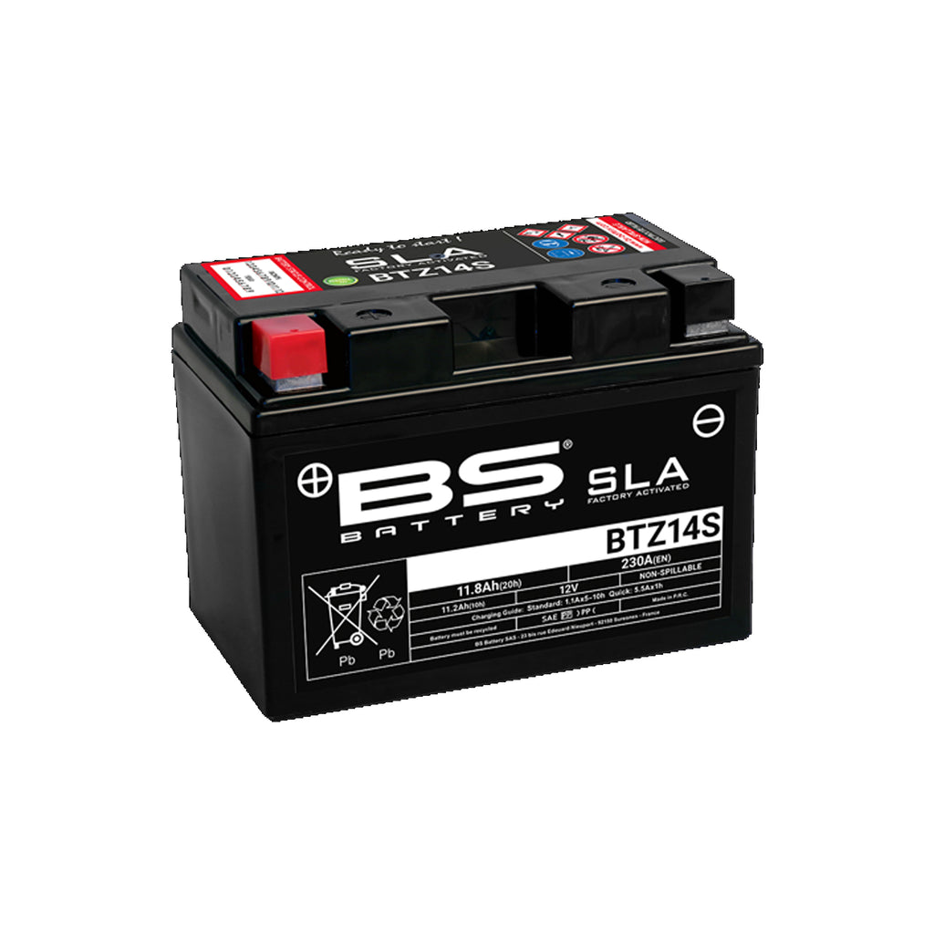 BTZ14S SLA 12V Powersport Motorcycle Battery, Maintenance Free & Spillproof