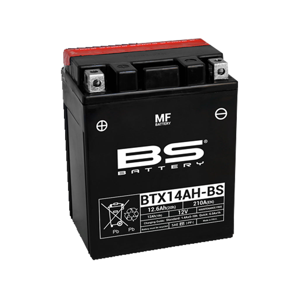 BS BTX14AH-BS 12V Maintenance Free, High Power, Extended Life Motorcycle Battery