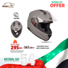 SMK Bionic Full Face Motorcycle Helmet – Grey/Black | UAE National Day Offer