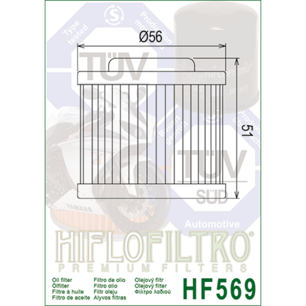 Hiflo Oil Filter HF569 Motorcycle Engine Oil Filter for MV Agusta - EB11246377