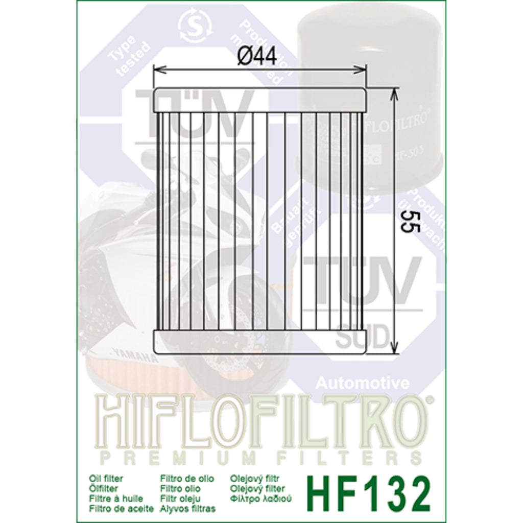 Hiflofiltro HF132 Motorcycle Oil Filter for Suzuki, Yamaha, Kawasaki & ATV Models - EB11242865