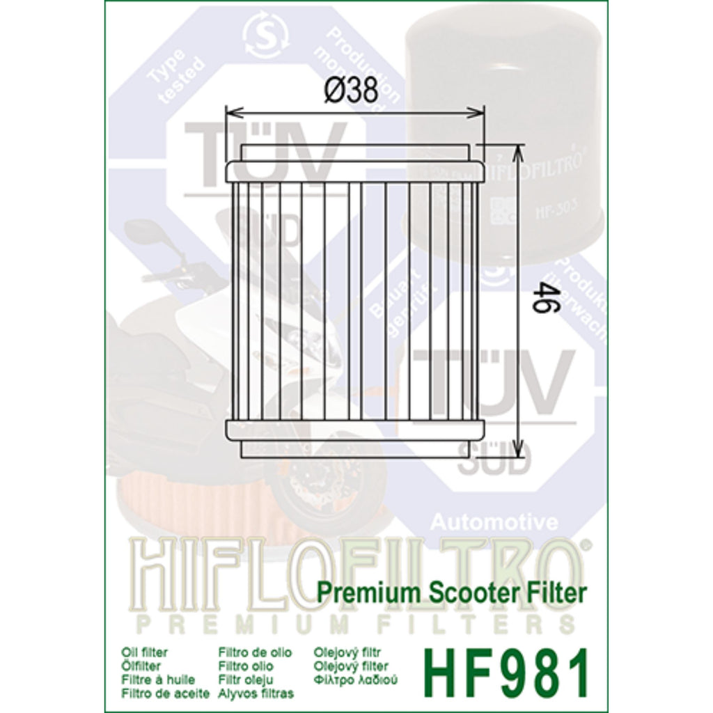 HIFLOFILTRO HF981 Oil Filter for Yamaha XMAX 125, MBK 125 Scooter_2