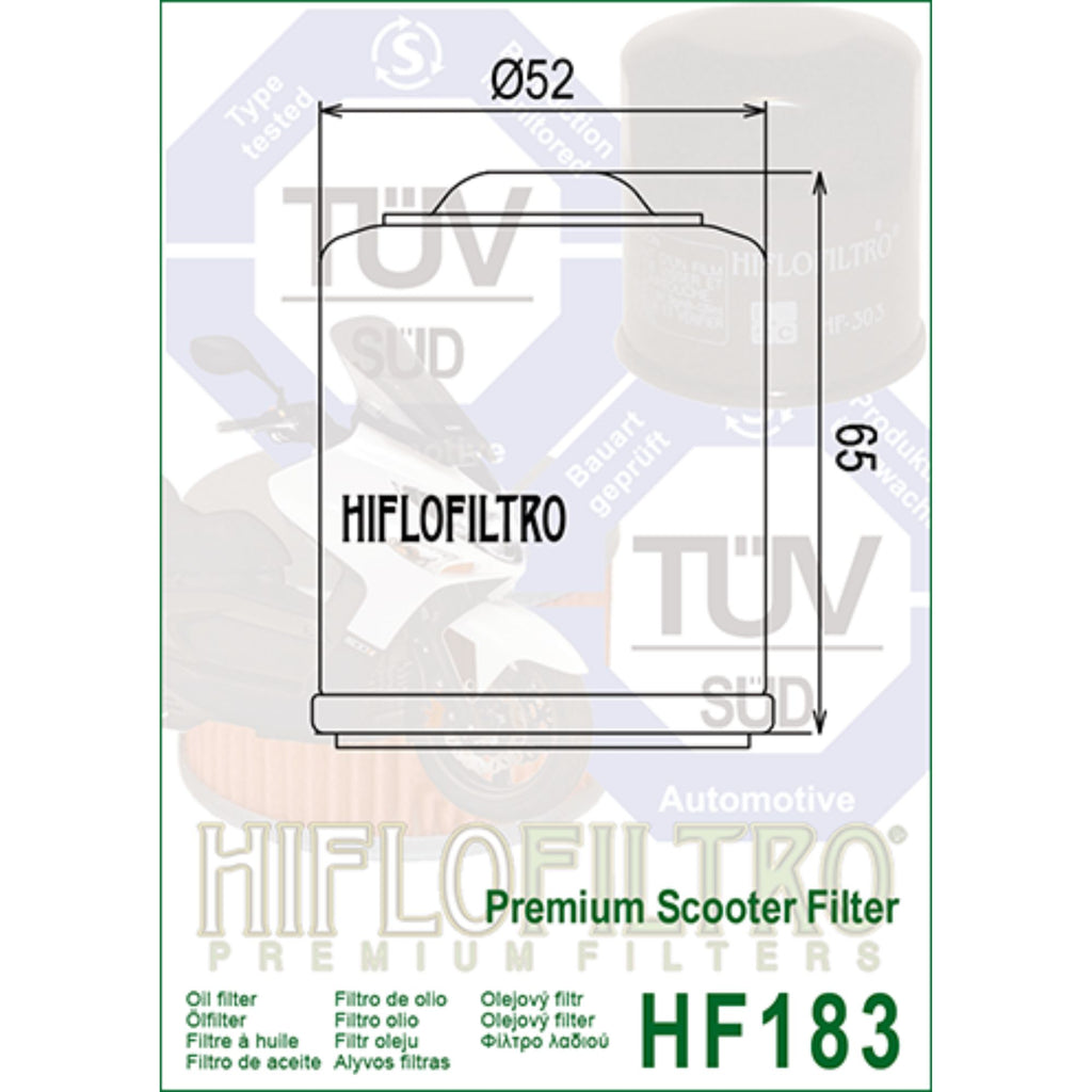 Hiflofiltro HF183 Premium Oil Filter for Piaggio, Vespa, Aprilia & Scooter Engines_2