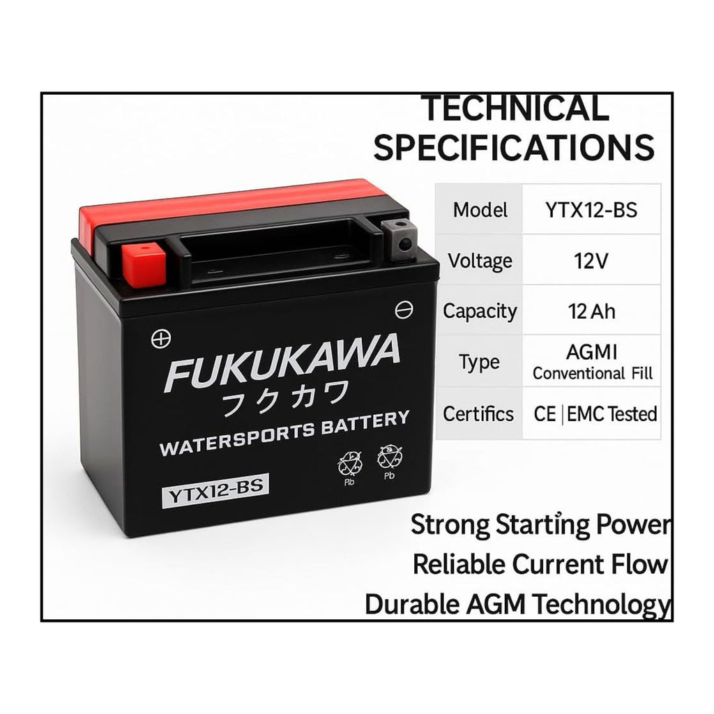 Fukukawa YTX12-BS 12V 10Ah Sealed AGM Motorcycle Battery_6