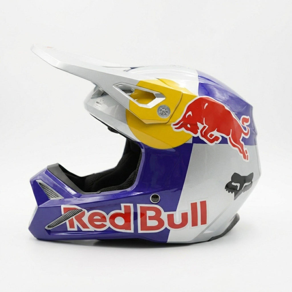 Premium Red Bull Solid V1 Full Face Racing Aerodynamic Motocross Helmet_4