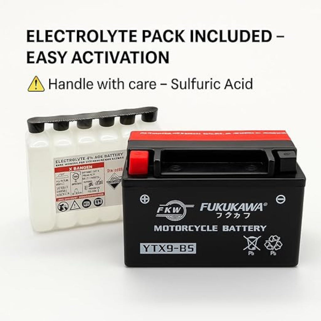 Fukukawa YTX9-BS 12V 8Ah Motorcycle Battery Sealed AGM - EB11238968