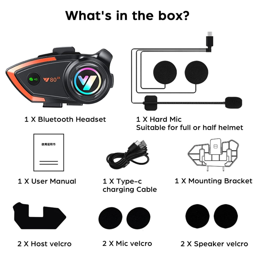 Y80 H&S Motorcycle Wireless Helmet Intercom (Bluetooth 5.3) Headset_3