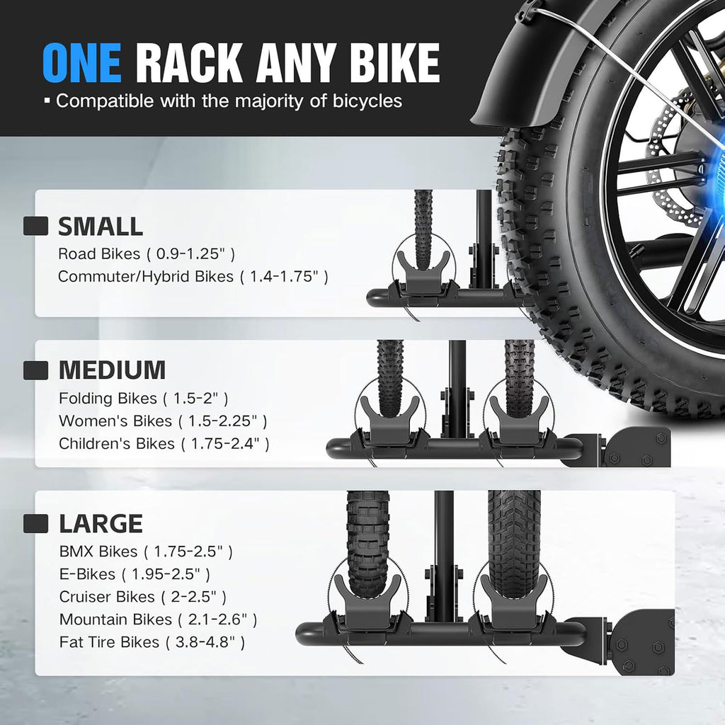 Heavy Duty Foldable E-Bike Rack Hitch Rack Carrier with Ramp for SUV, Truck & Car_13