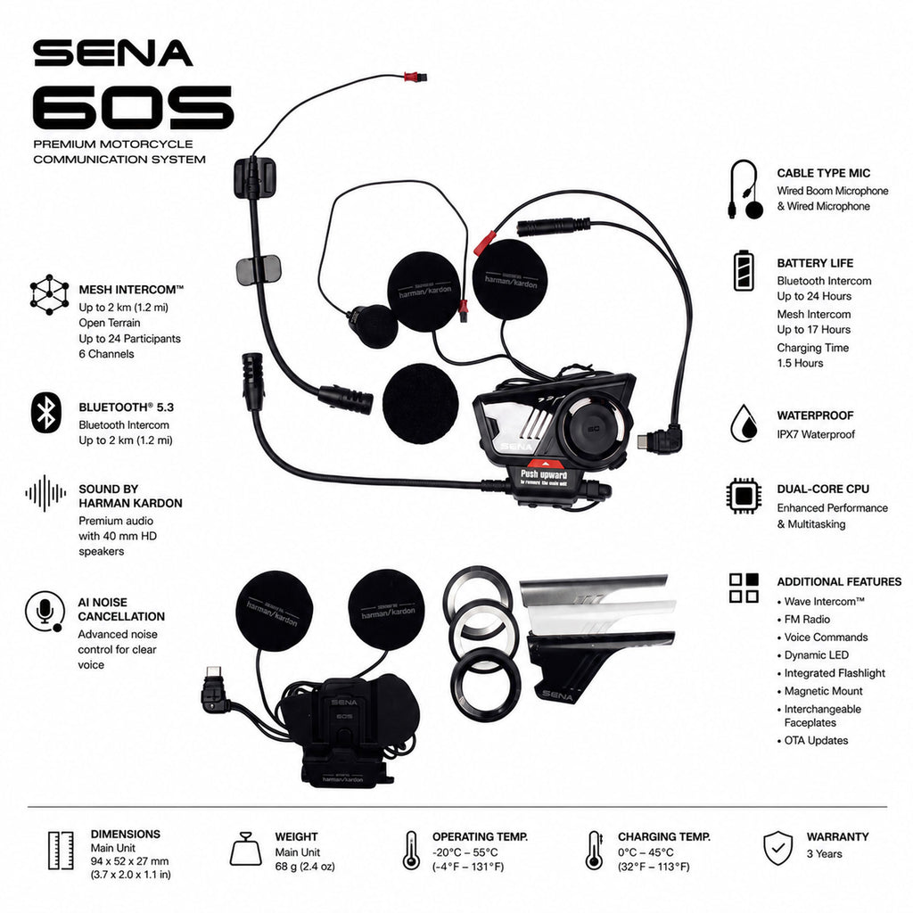 SENA 60S EVO Dual Motorcycle Intercom with Bose Sound Single Piece_11