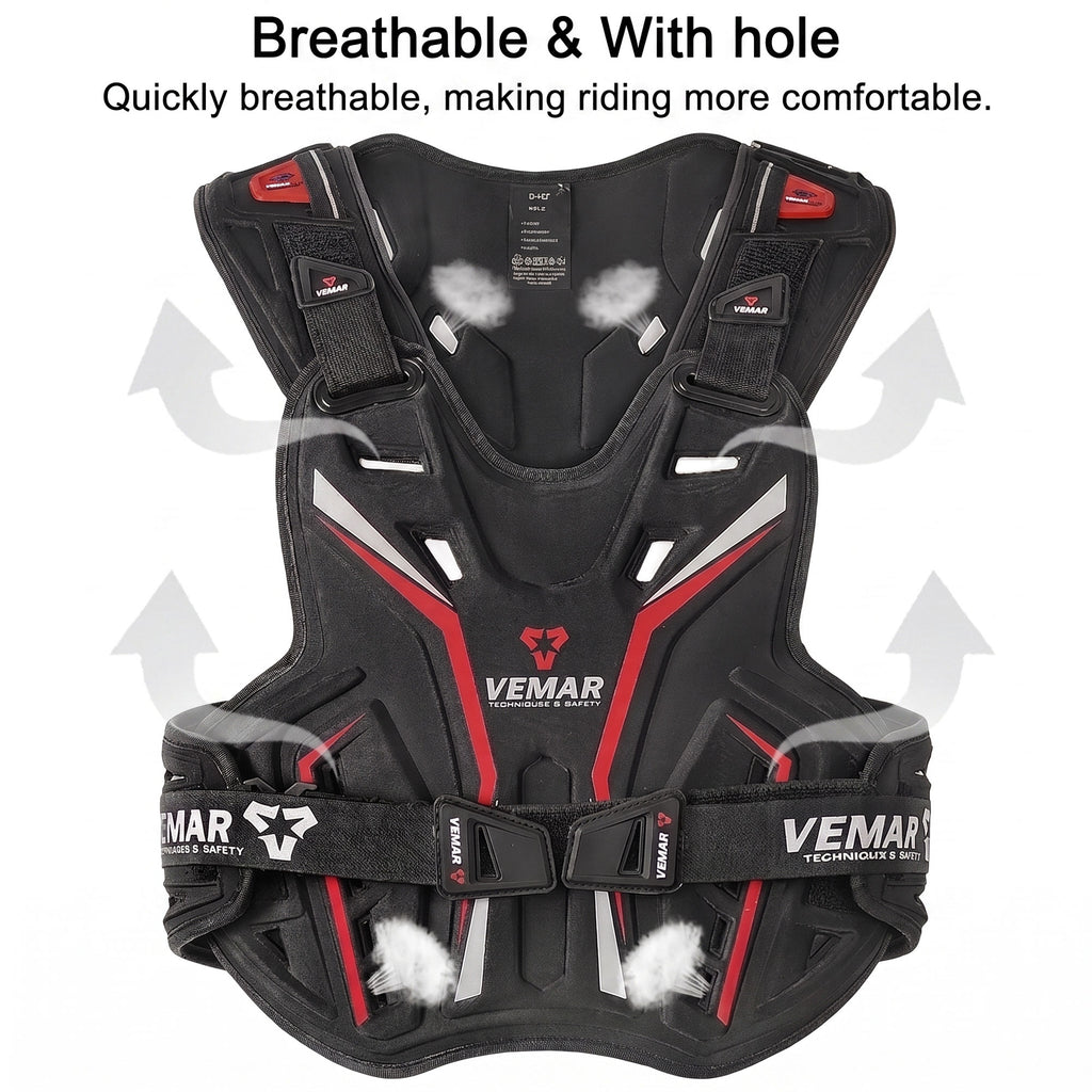 VEMAR S-187 BK-RD Motorcycle Chest & Back Protector - 888006