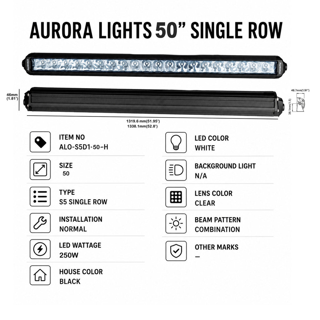 Aurora 50 Inch LED Light Bar 250W ALO-S5D1-50-H - 860513