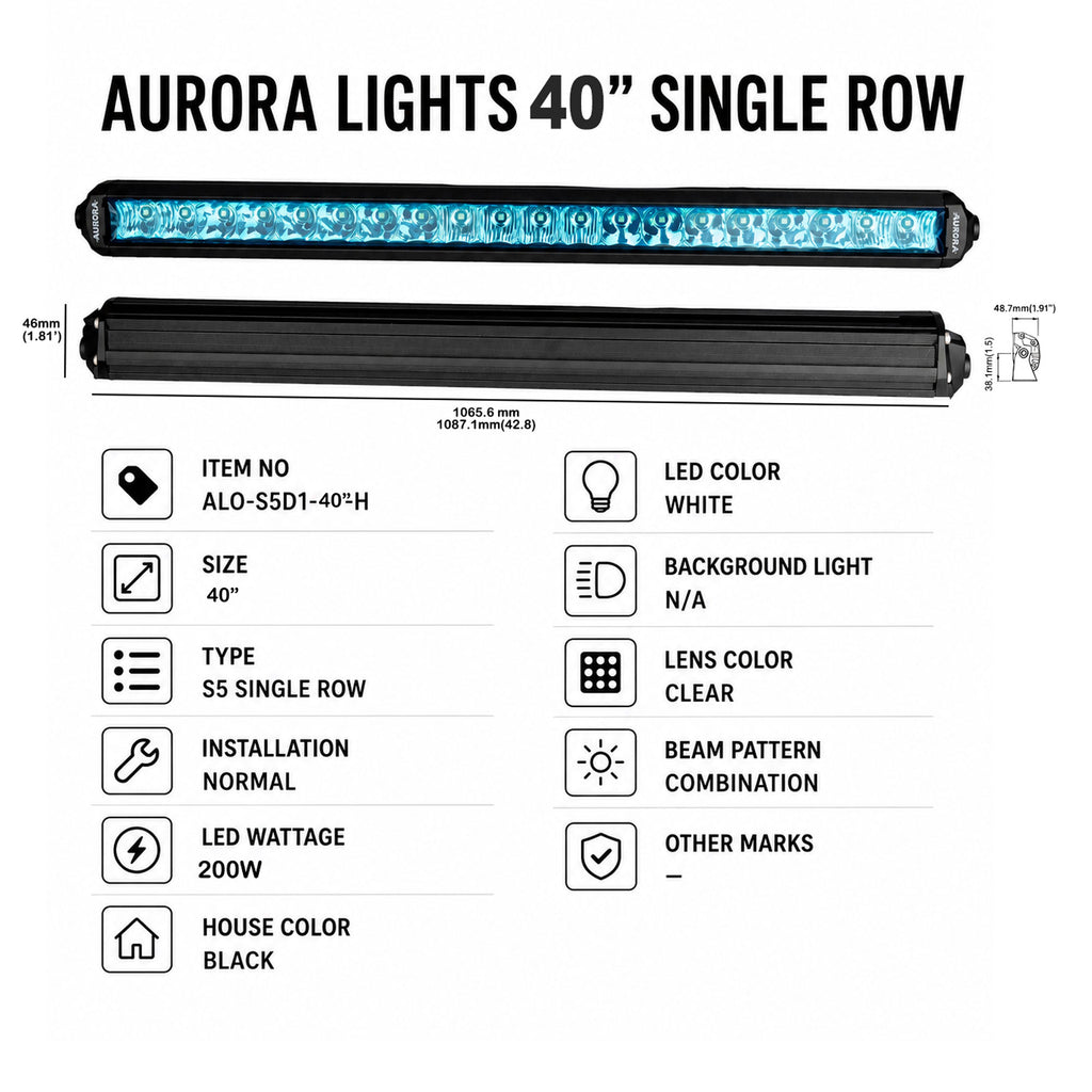 Aurora ALO-S5D1-40-H 40 Inch 200W LED Light Bar - 860511