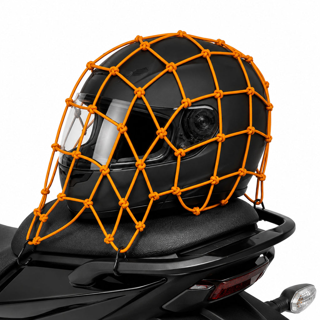 Motorcycle Helmet Elastic Bungee Cargo Luggage Net with 6 Hooks Yellow_1